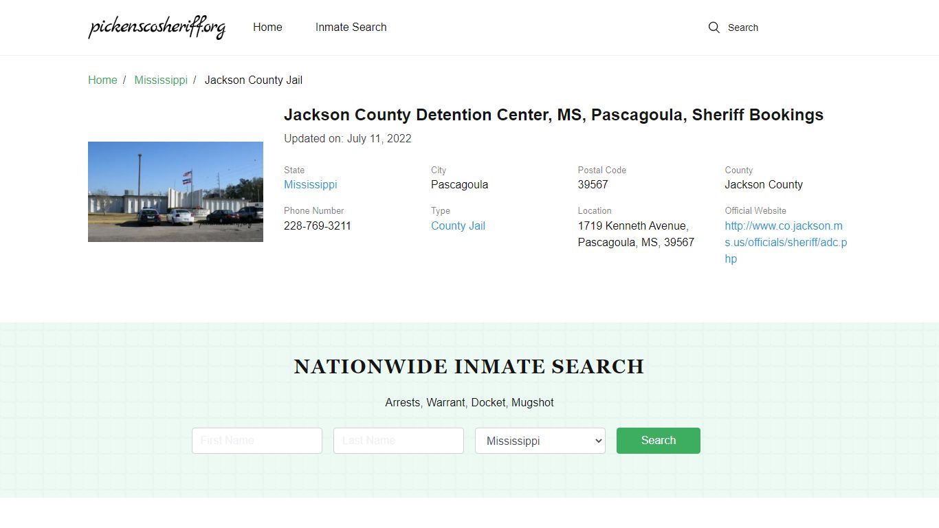 Jackson County Detention Center, MS, Pascagoula, Sheriff ...