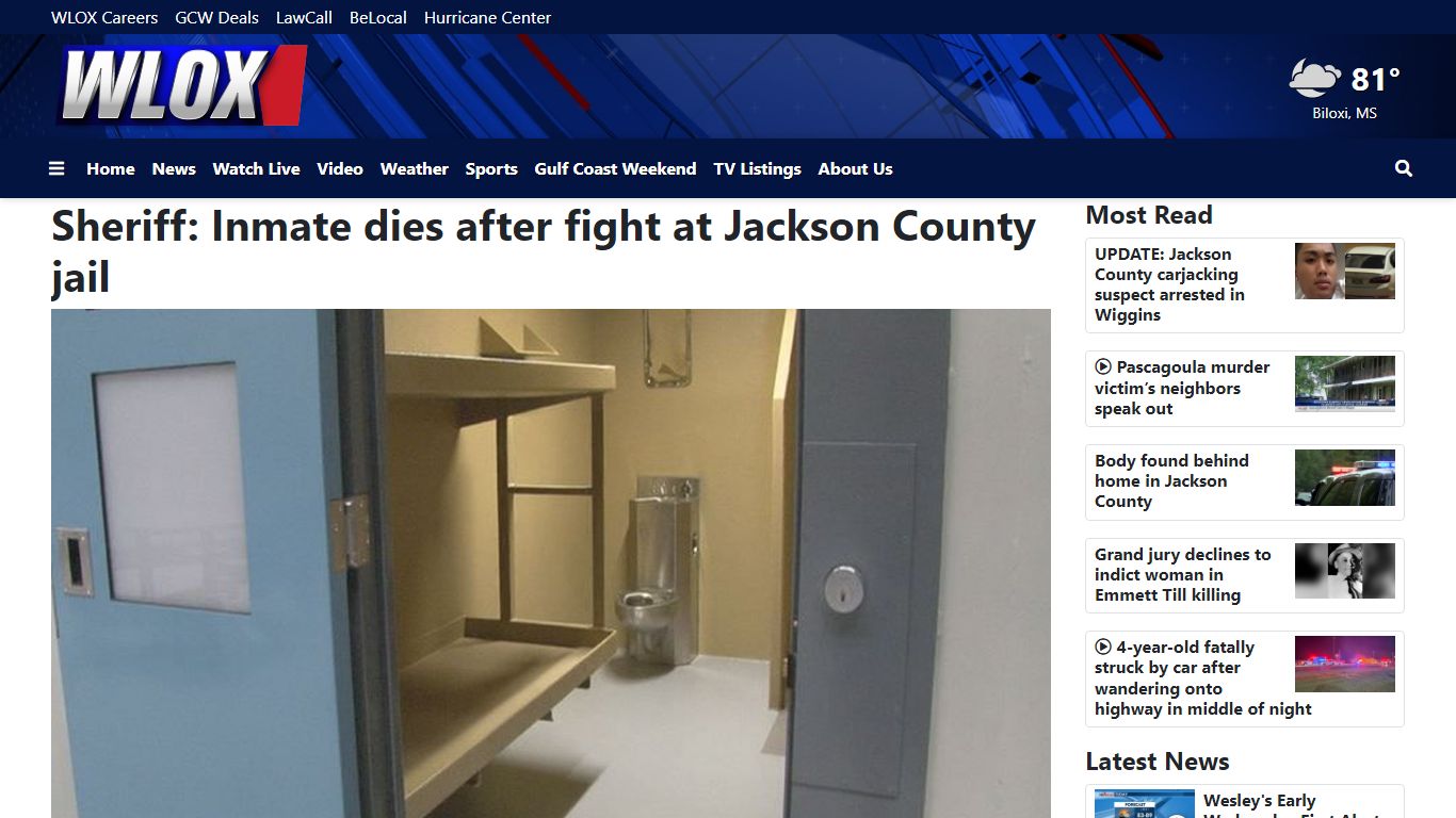 Sheriff: Inmate dies after fight at Jackson County jail